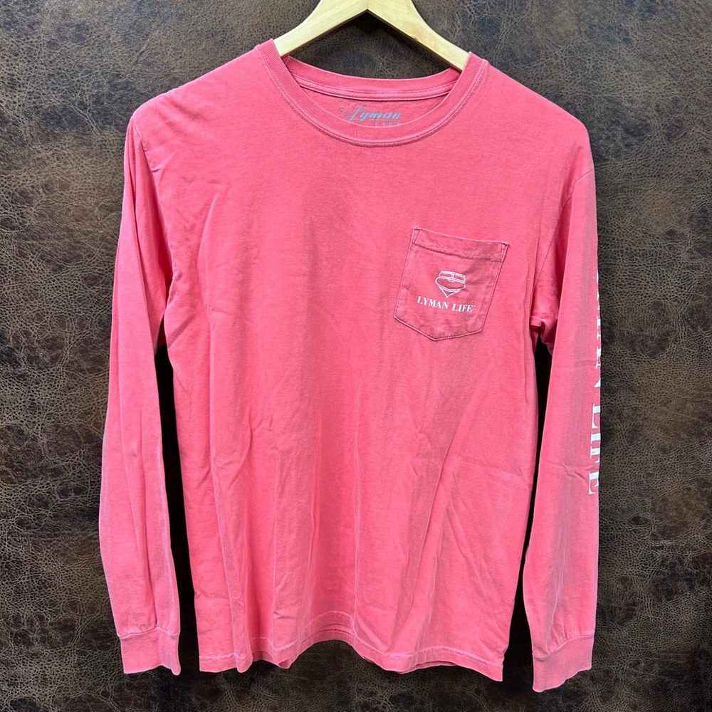 Lyman Life vintage boat‎ long sleeve pocket crewneck unisex top in medium.